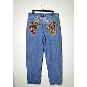 Ninth Hall Ambush Men’s Baggy Denim Jeans Dragon Embroidered Wide Y2K Size 34